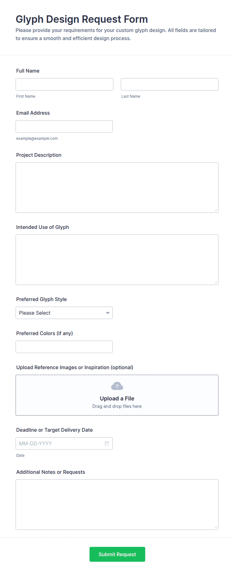 Glyph Design Request Form Template | Jotform