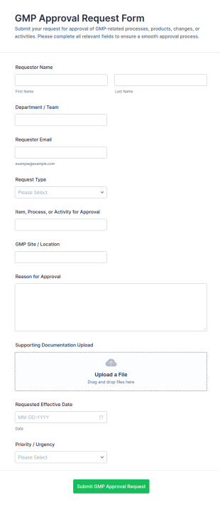 GMP Approval Request Form Template