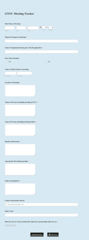 Gnyc Meeting Tracker Form Template