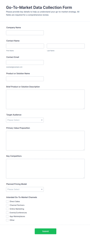 Go To Market Data Collection Form Template