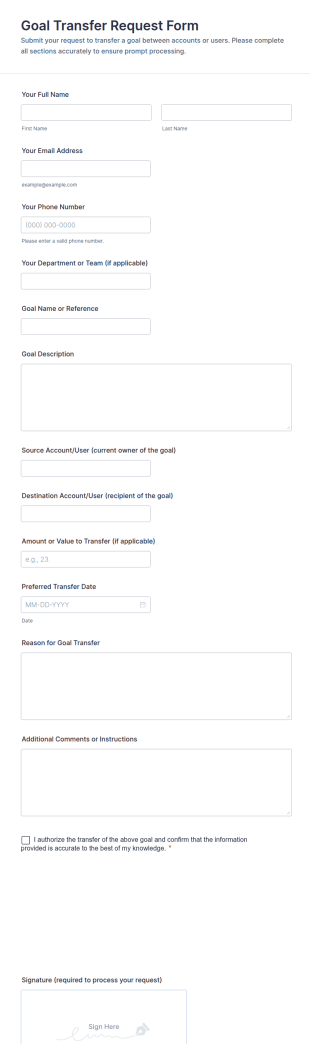 Goal Transfer Request Form Template