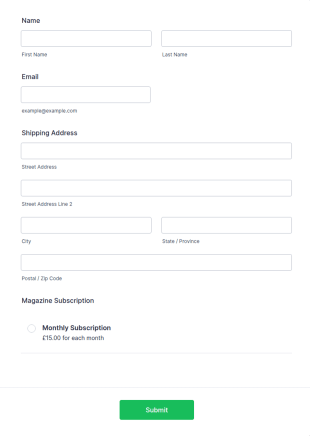 GoCardless Magazine Subscription Form Template