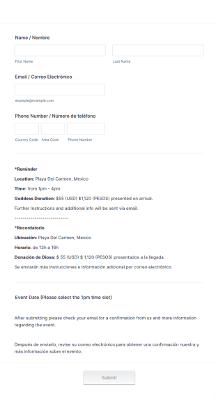 Women's Event Registration Form Template