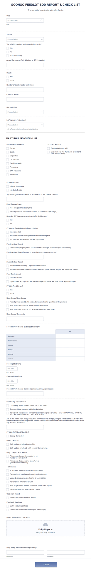Gof Eod Report Form Template