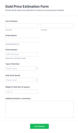 Gold Price Estimation Form Template
