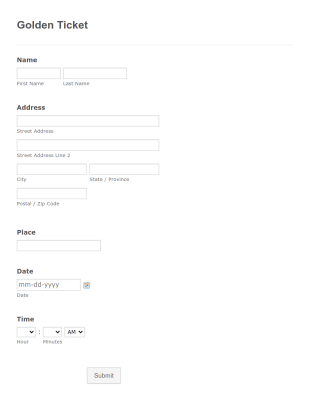 Golden Ticket Form Template