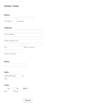 Golden Ticket Form Template