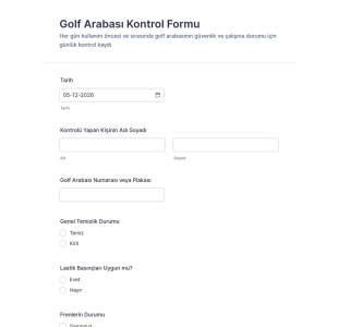 Golf Kartı Günlük Kontrol Form Şablonu