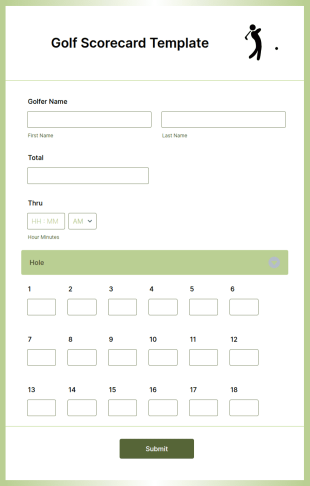 Golf Scorecard Template