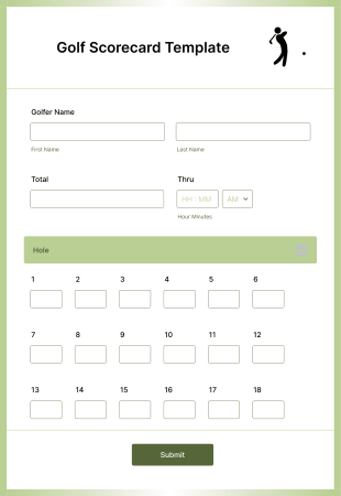 Golf Scorecard Template Form Template