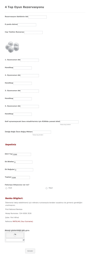 Golf Takımı Kayıt Form Template