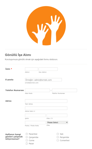 Gönüllü İşe Alım Form Şablonu