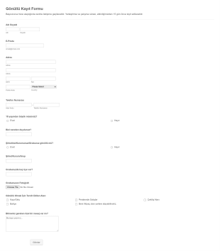 Gönüllü Kaydı Form Template