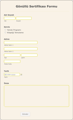 Gönüllü Sertifikası Form Template