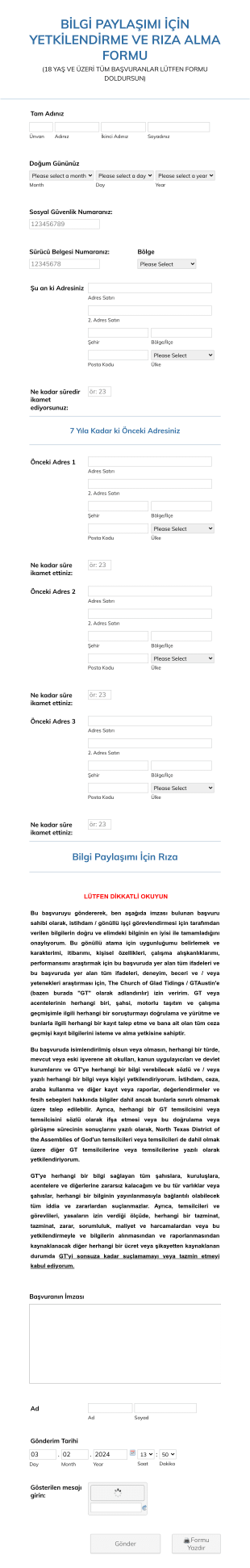 Gönüllü Yetkilendirme Ve Rıza Form Template