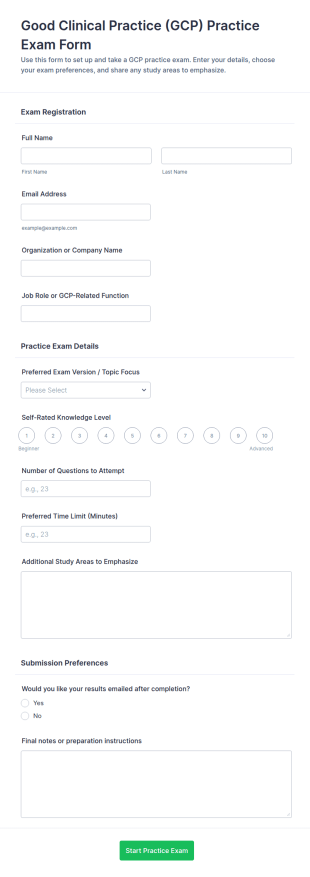 Good Clinical Practice (GCP) Practice Exam Form Template