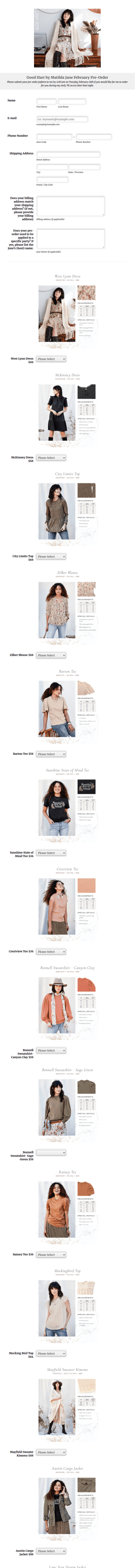 Good Hart By Matilda Jane February Pre Order Form Template