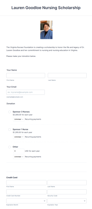 Nursing Scholarship Contribution Form Template