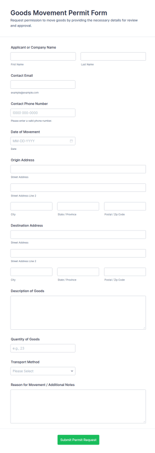 Goods Movement Permit Form Template