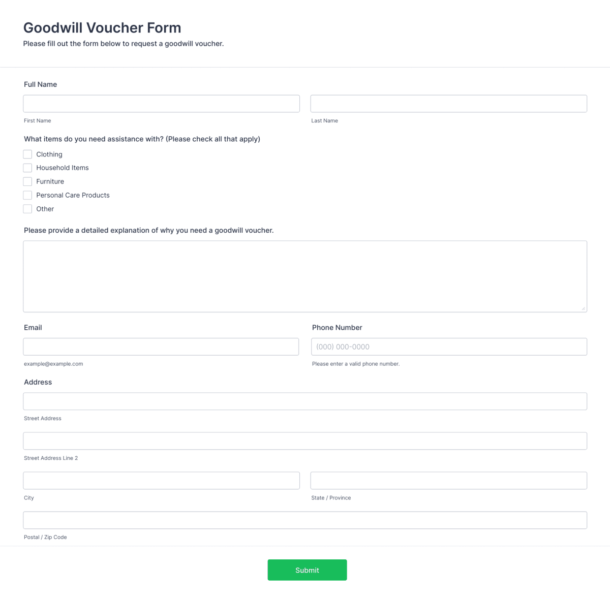 Goodwill Repair Form.pdf Goodwill Voucher Form Template | Jotform