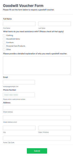 Goodwill Voucher Form Template