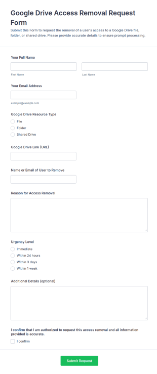 Google Drive Access Removal Request Form Template