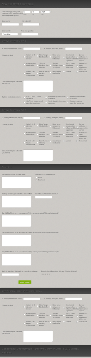 Görev Giriş Form Template
