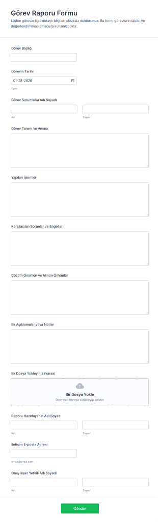 Görev Raporu Form Şablonu