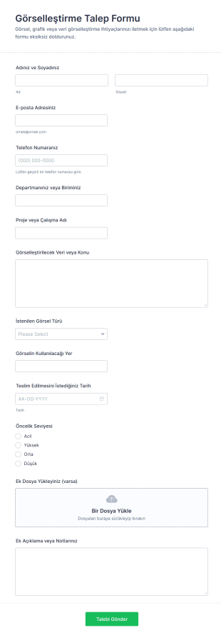 Görselleştirme Talep Form Şablonu