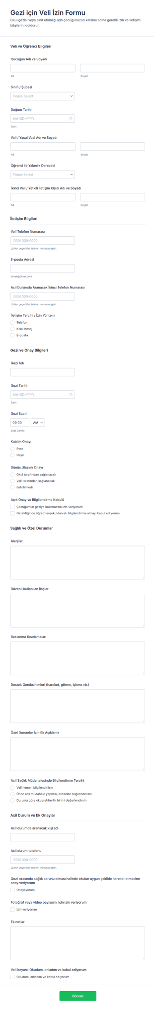 Görüşme Katılım İzni Form Şablonu