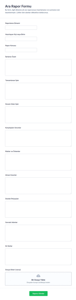 Görüşme Raporu Değerlendirme Form Şablonu