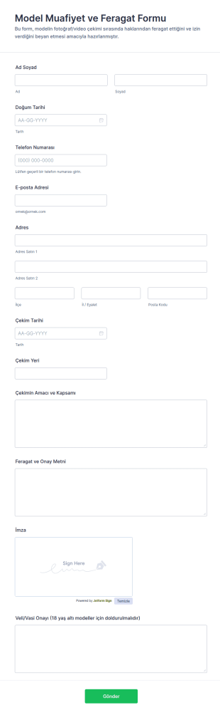 Görüşmeyi Bırakma Ve Feragatname Form Şablonu