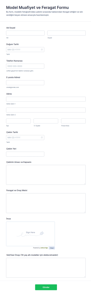 Görüşmeyi Bırakma Ve Feragatname Form Şablonu