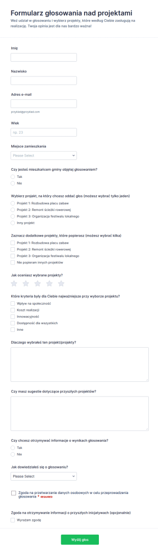 Głosowanie Nad Projektem Ankieta