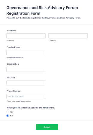 Governance And Risk Advisory Forum Registration Form Template