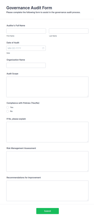 Governance Audit Form Template