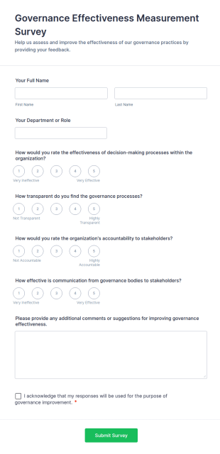 Governance Effectiveness Measurement Survey Form Template