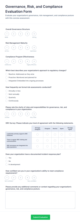 Governance, Risk, And Compliance Evaluation Form Template