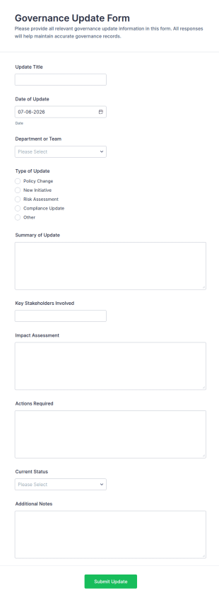 Governance Update Form Template