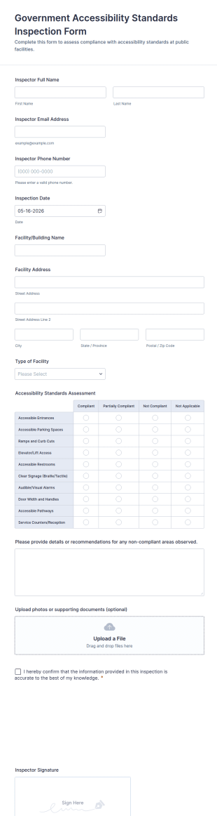 Government Accessibility Standards Inspection Form Template