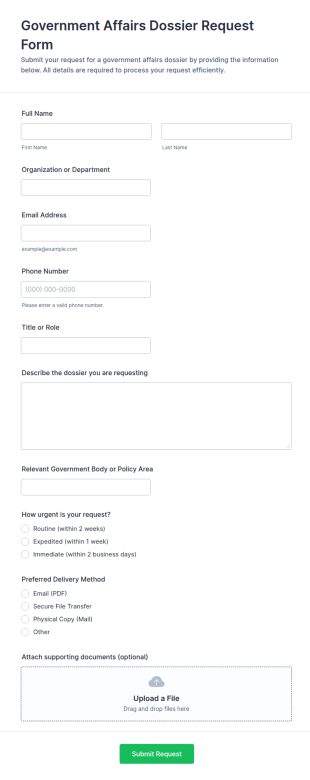 Government Affairs Dossier Request Form Template