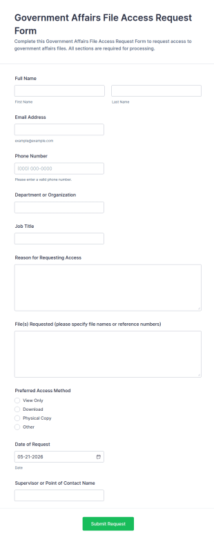 Government Affairs File Access Request Form Template