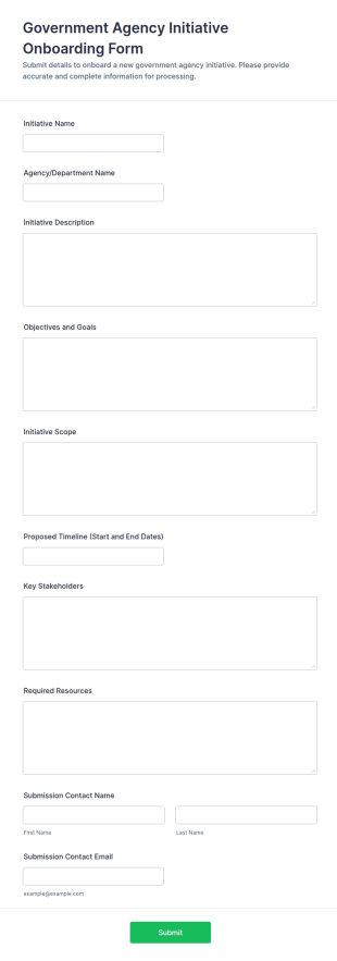 Government Agency Initiative Onboarding Form Template