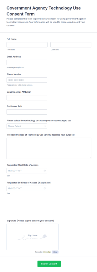 Government Agency Technology Use Consent Form Template