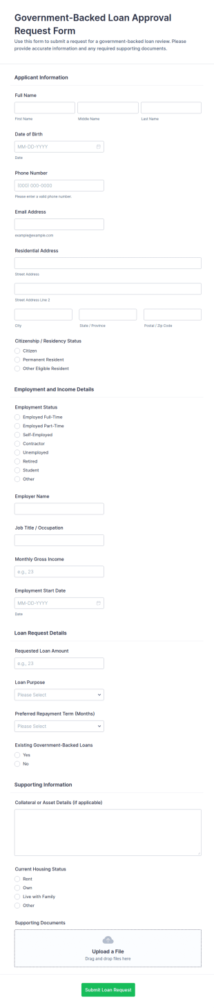 Government Backed Loan Approval Request Form Template