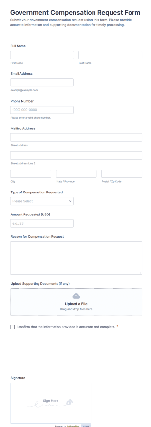 Government Compensation Request Form Template