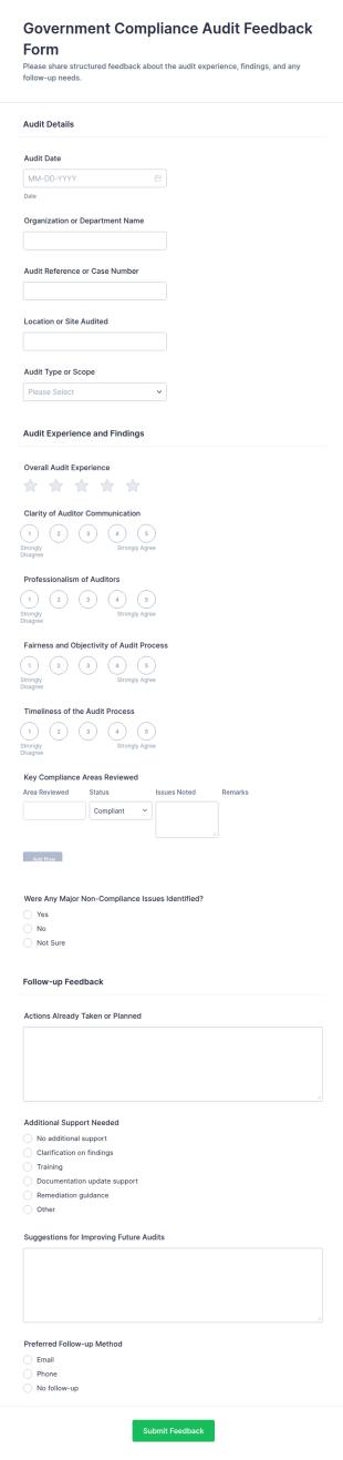 Government Compliance Audit Feedback Form Template