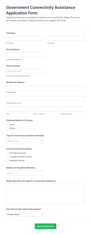 Government Connectivity Assistance Application Form Template