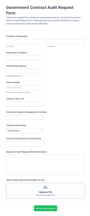 Government Contract Audit Request Form Template