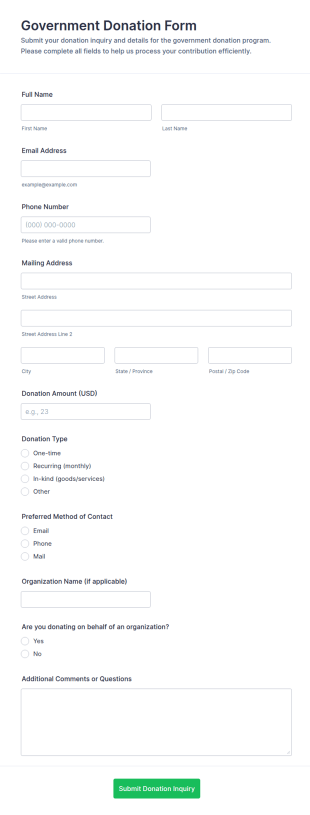 Government Donation Form Template